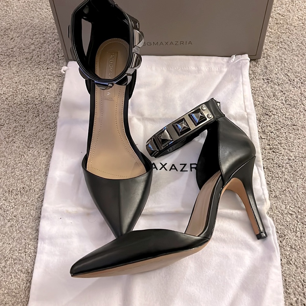 Black pump with studded ankle strap